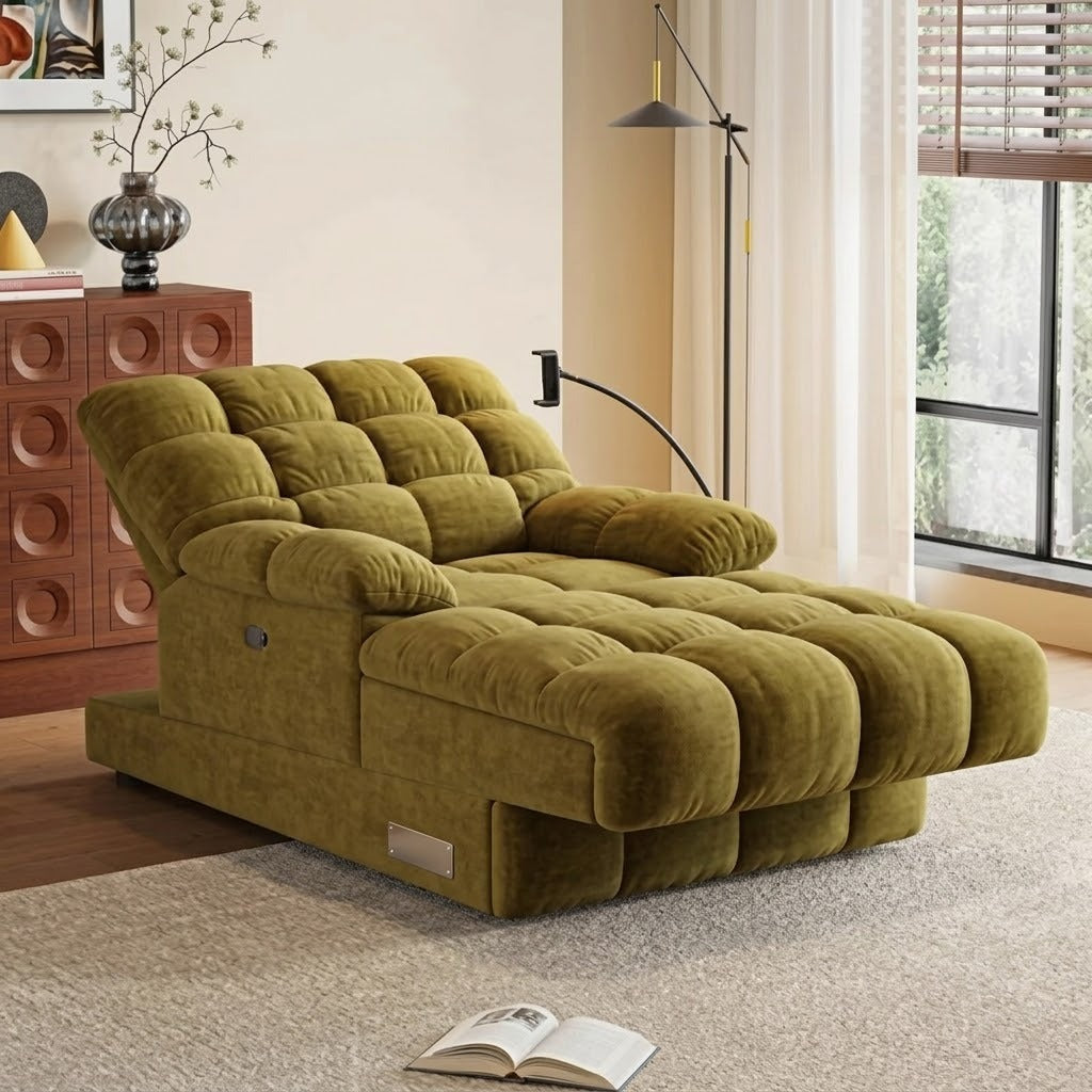 Modern Electric Recliner Chaise Cloud Lounge Sofa in a living room setting.
