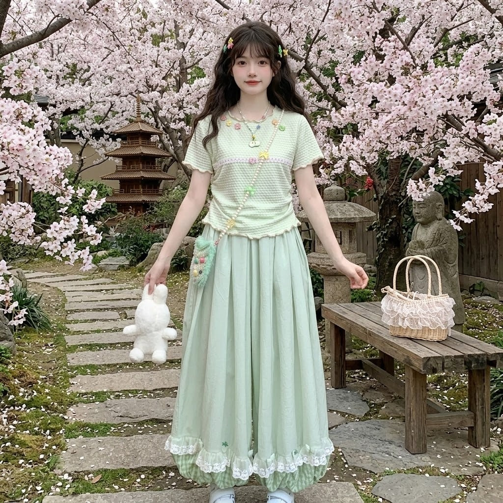 Styling the bloomers with a cozy sweater for a cottagecore aesthetic