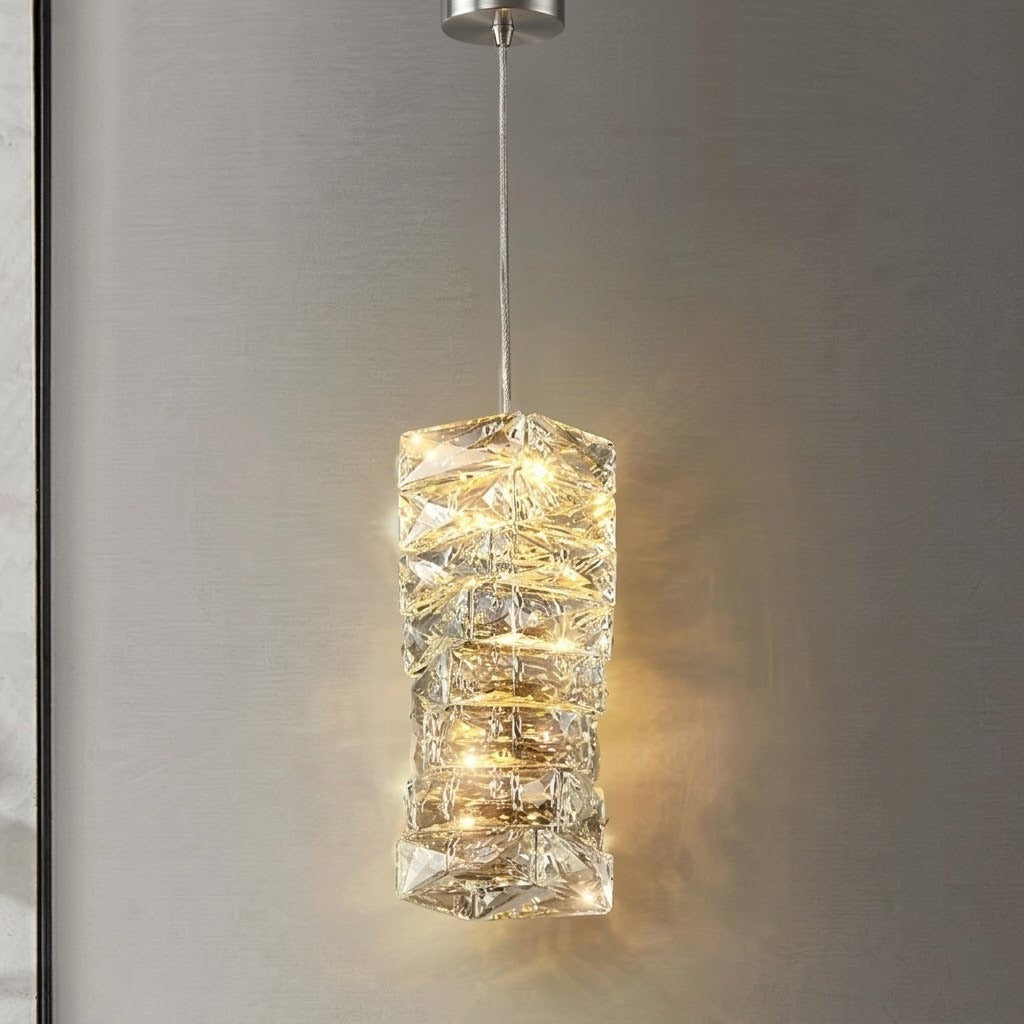 Chandelier lamp used as a bedside lighting accent