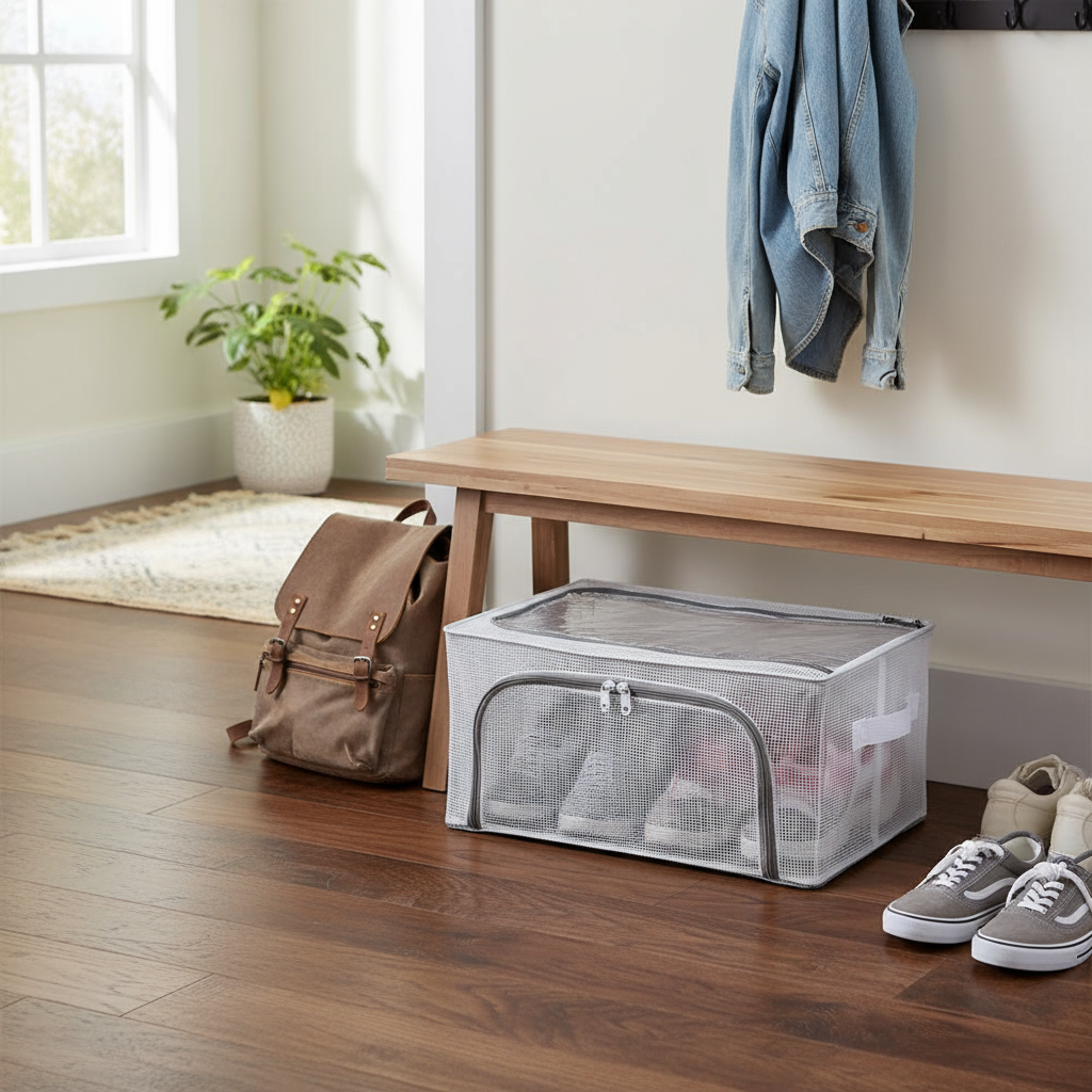 Easy foldable setup of the shoe storage box
