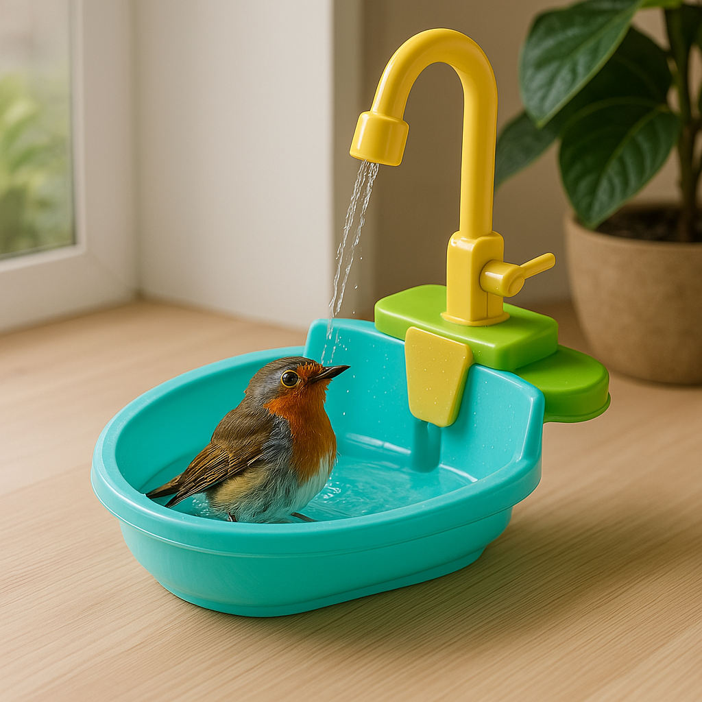 Close up of the Automatic Flowing Water Bird Bath Fountain