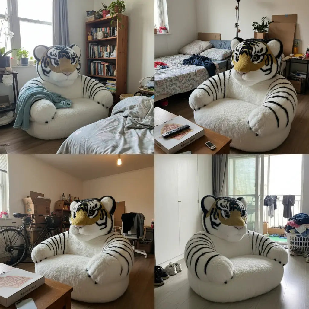 Giant Tiger Cozy Lounge Chair as a statement decor piece in a modern living room