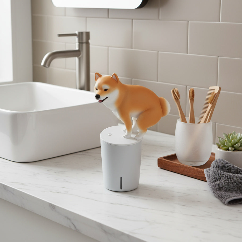 Close-up of the automatic foam soap dispenser sensor in action