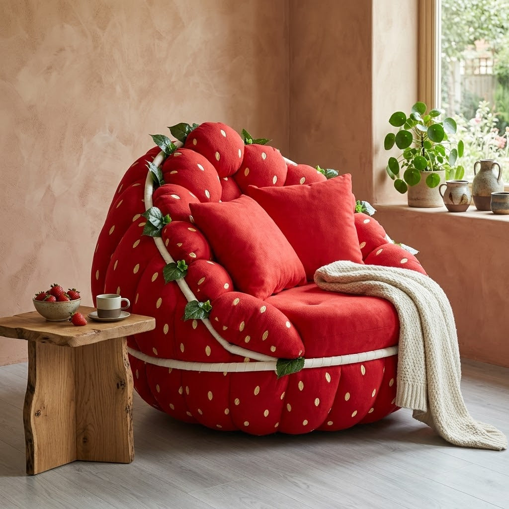 Unique Strawberry Plush Lounge Sofa Chair gift idea