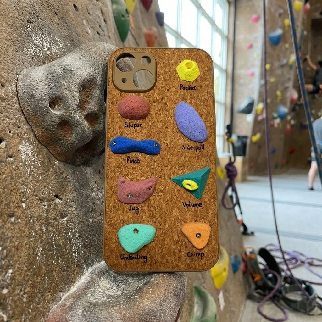 Close-up of the rock climbing grip phone case texture
