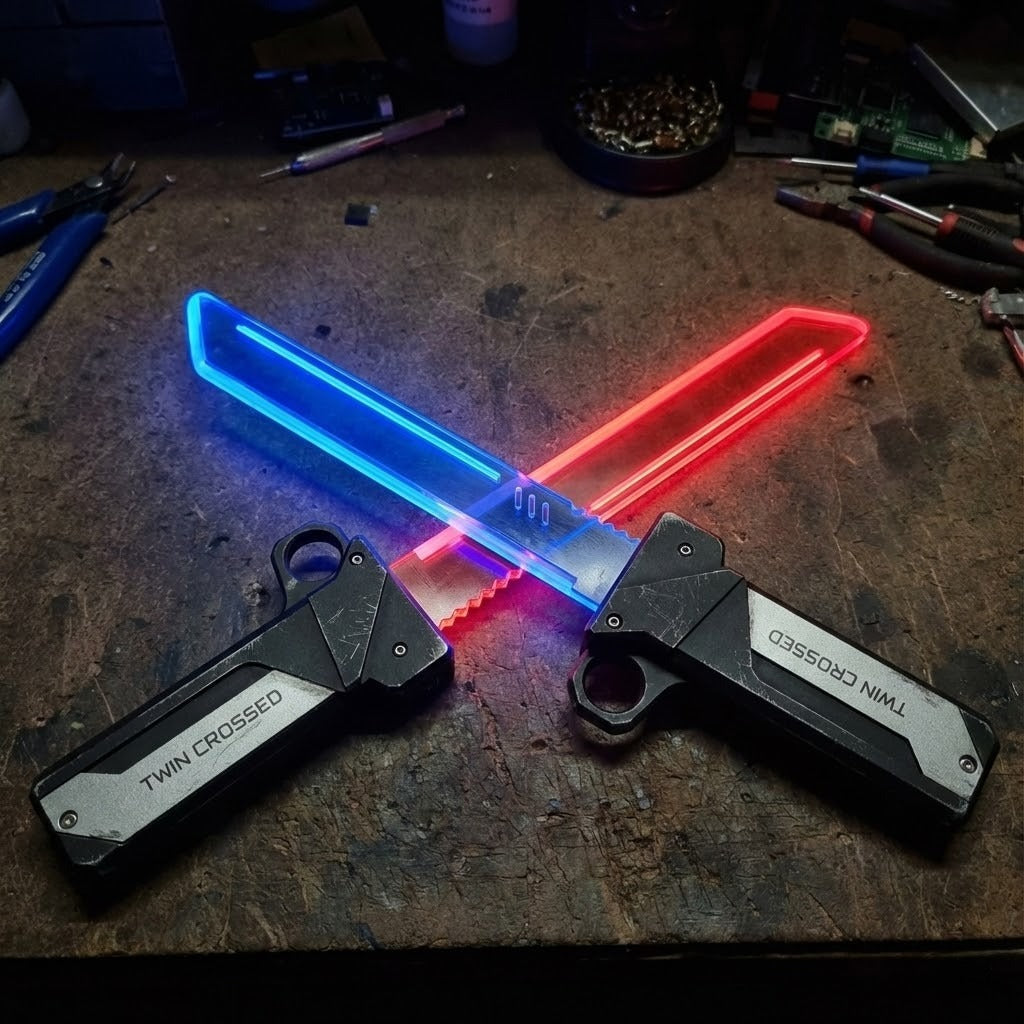 Dual Blade LED Light Toy Knife with red and blue lights