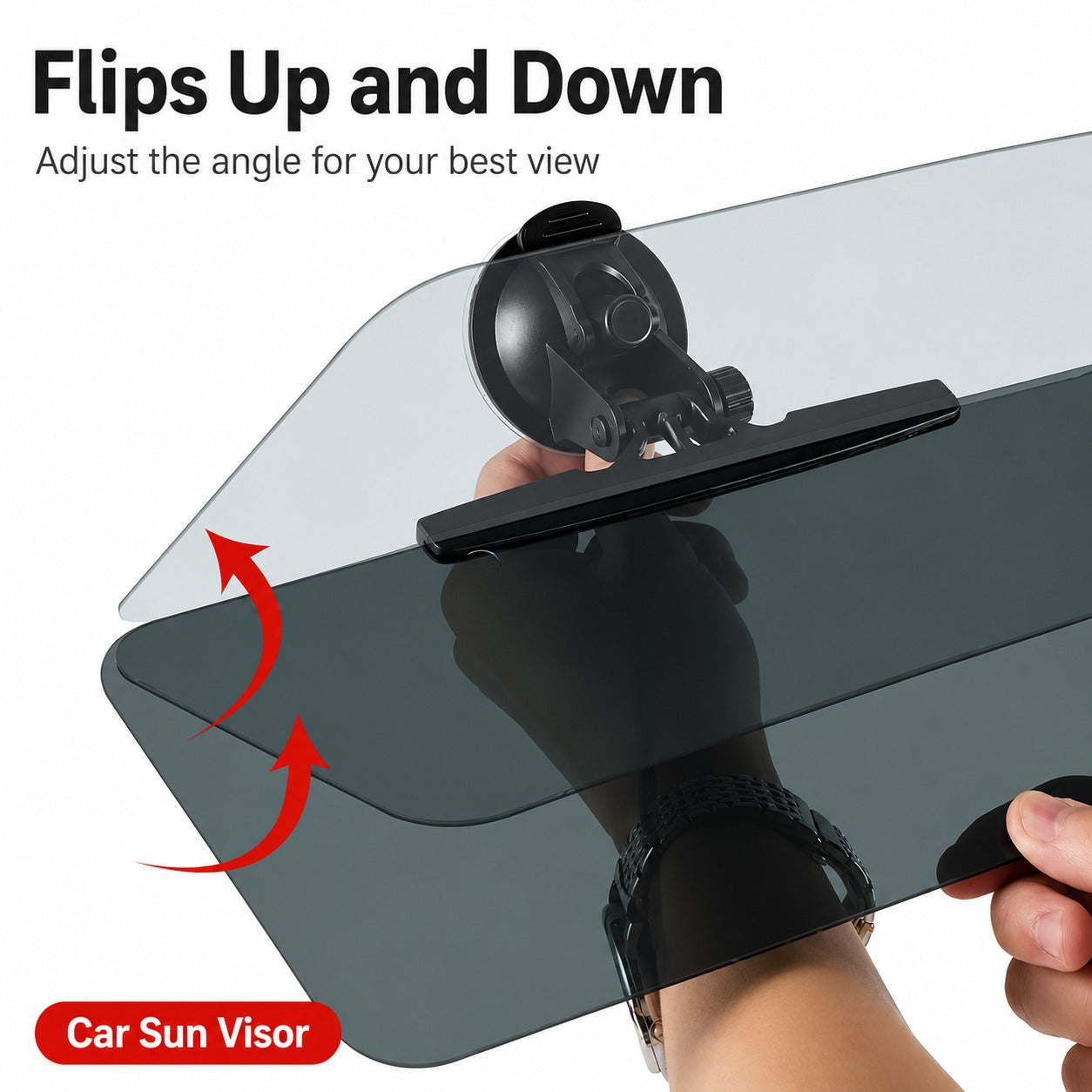 A driver using the sun visor extension panel for a comfortable journey