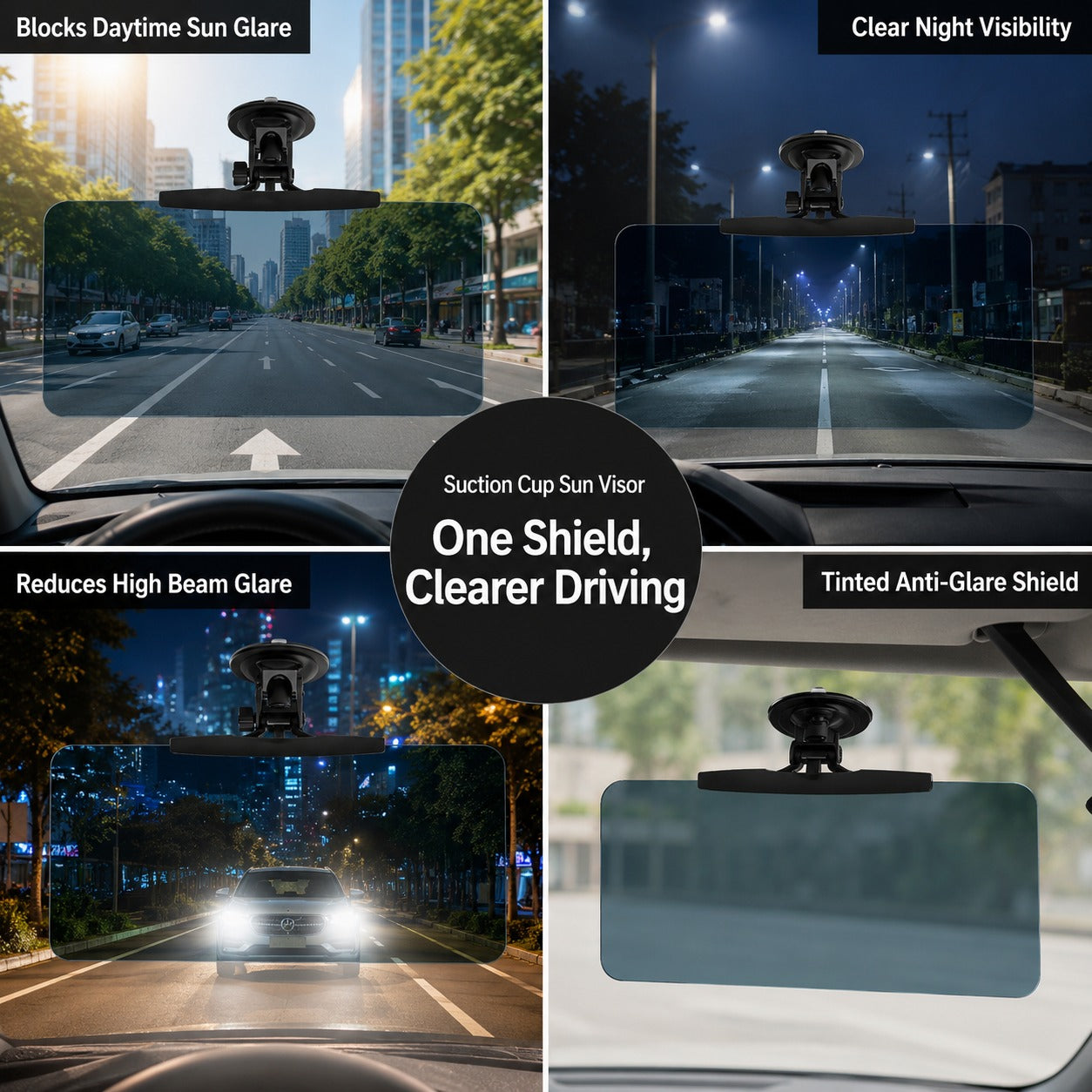 Close-up of the easy-to-install clip on the sun visor extension