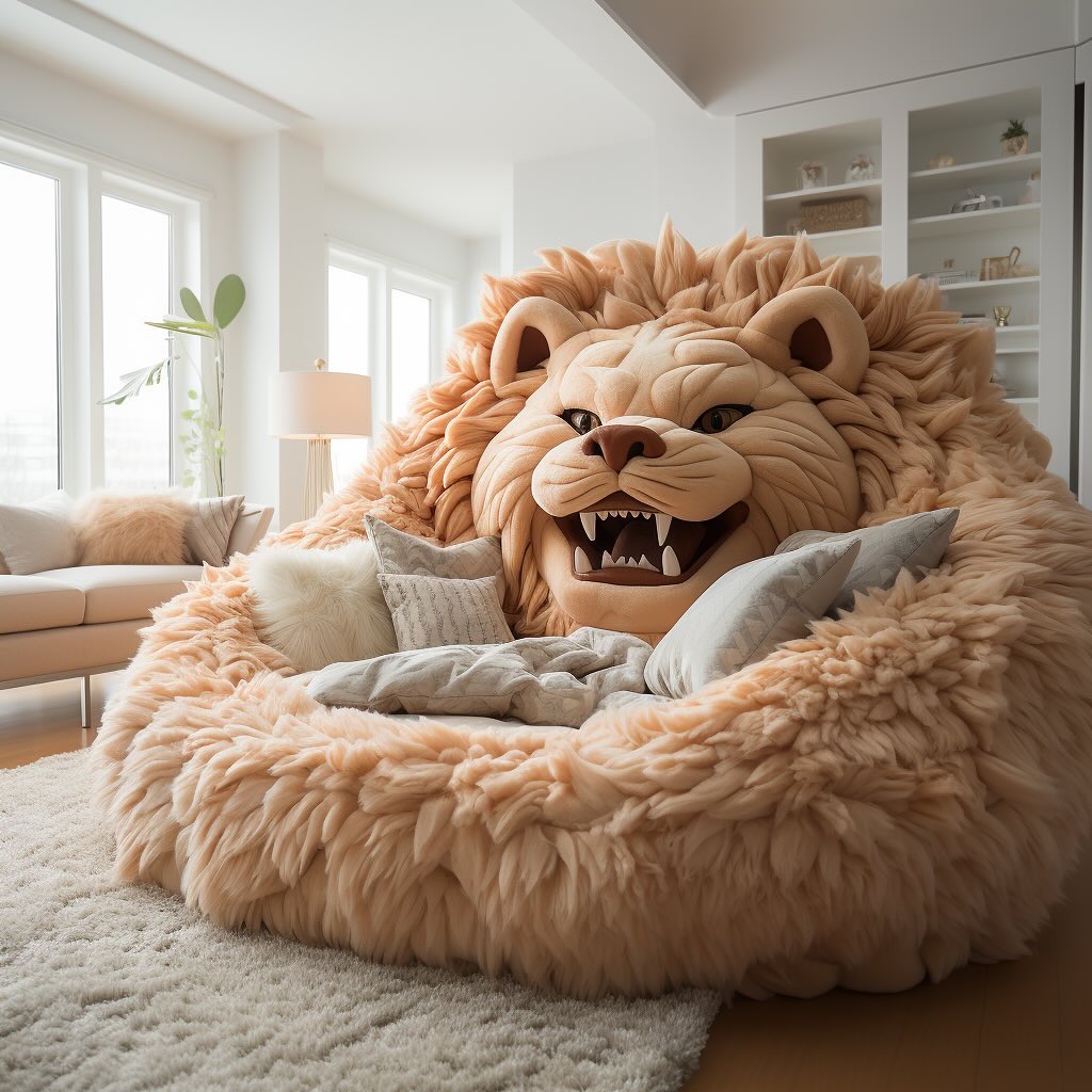 A couple relaxing on the Cozy Animals Oversized Plush Beds