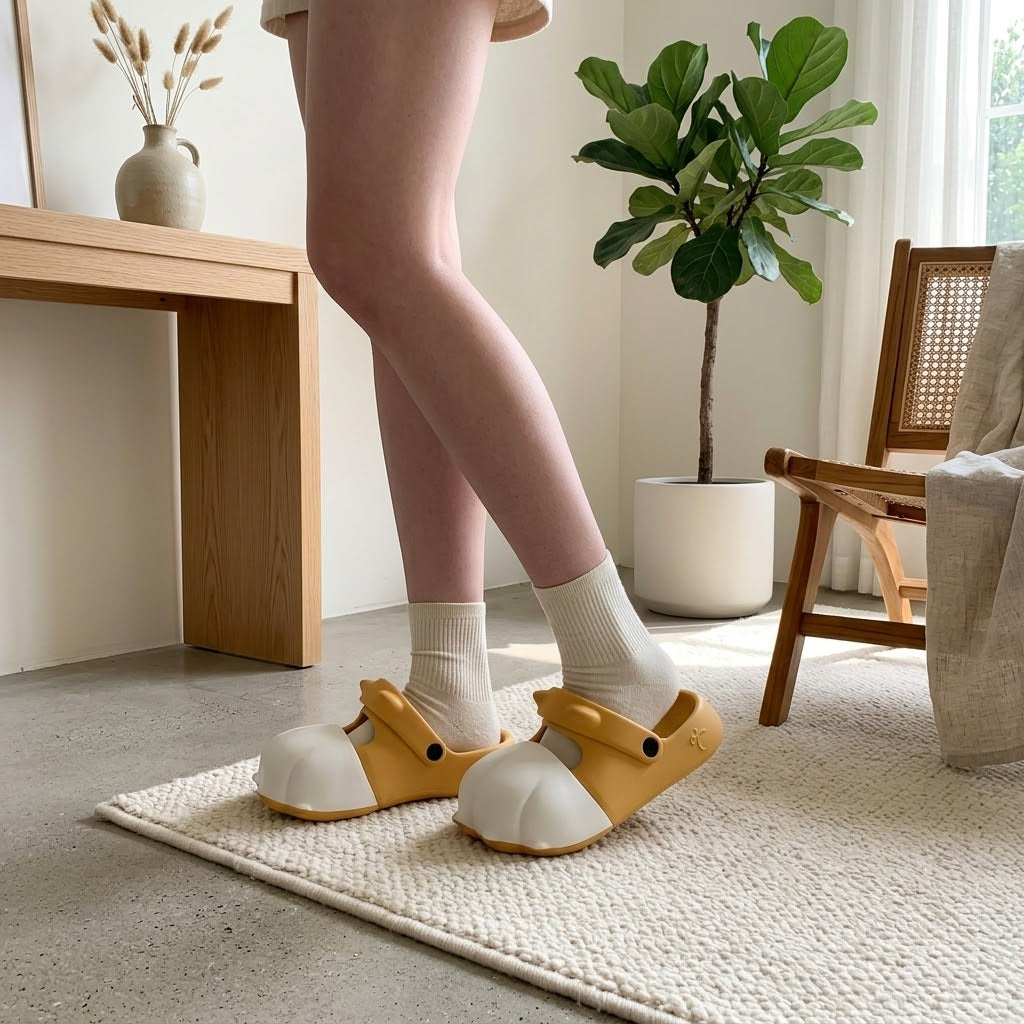 A fun and creative gadget gift: Cat Paw Slippers on a colorful background