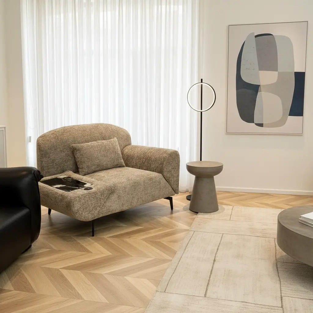 Wide supportive seating of the multi-angle rotating sofa perfect for home relaxation