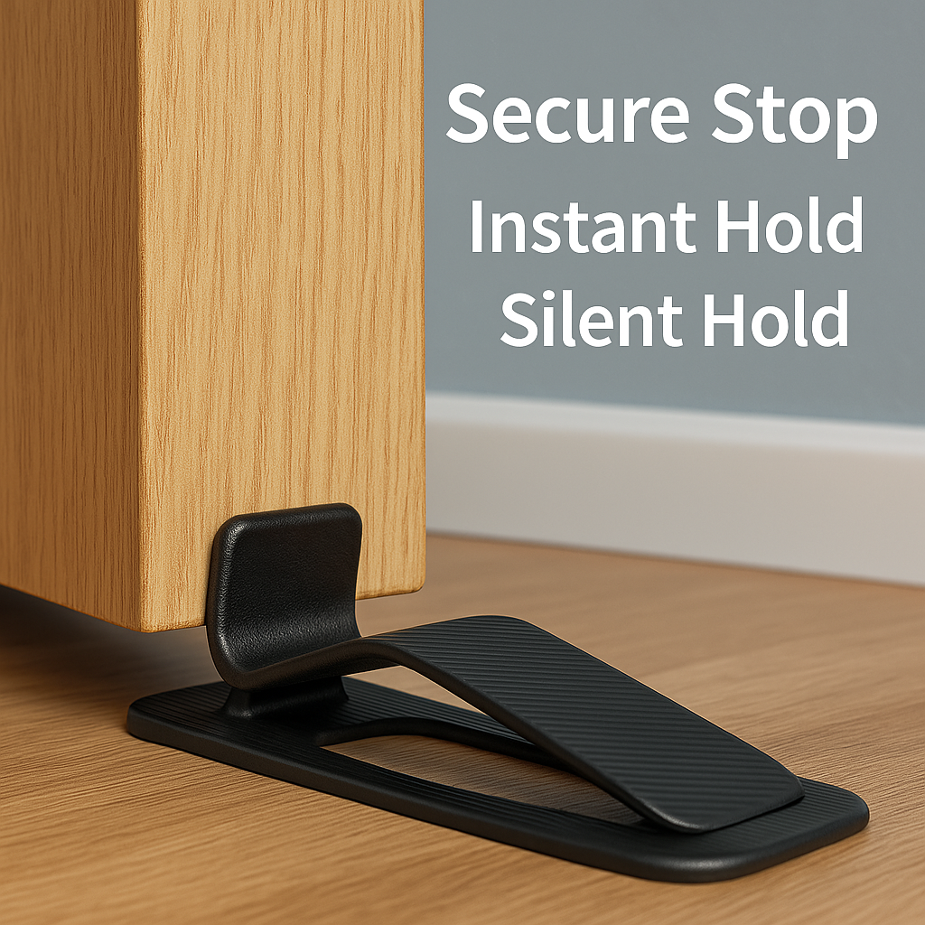 Diagram showing how the Creative Smart Door Stopper prevents door handle damage to walls