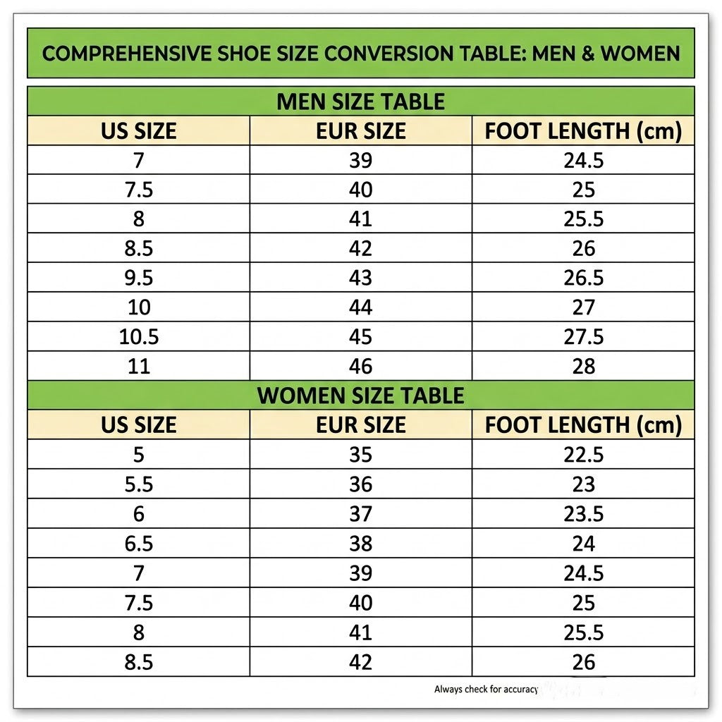 Size chart and measurements for the Sneaky Cat Paw Slippers