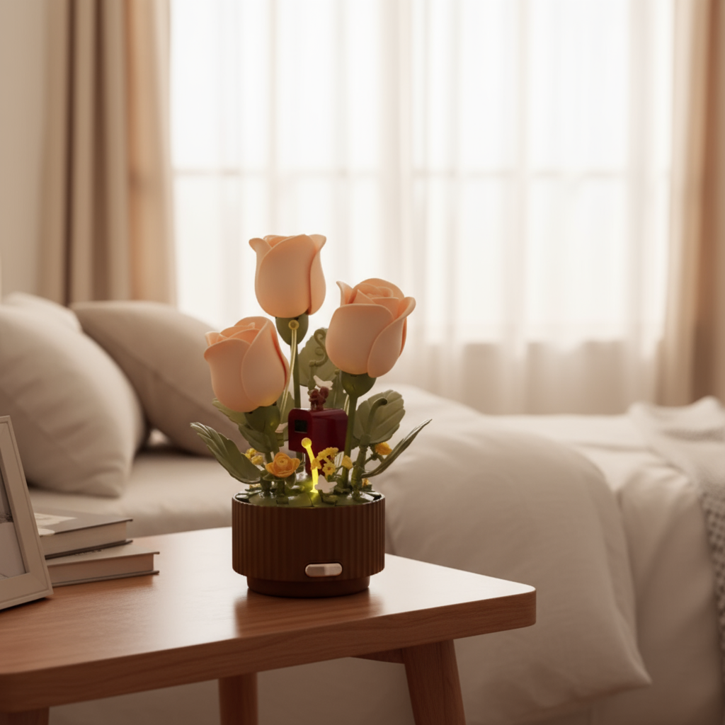 Close-up of the blooming petals on the creative gadget flower lamp
