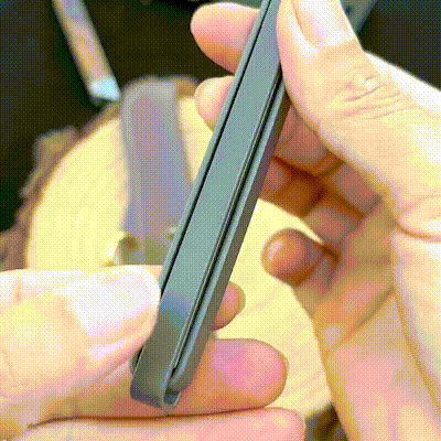 Demonstration of the foldable knife's sharp cutting ability