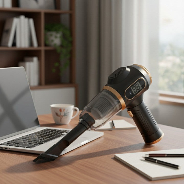 A person using the Cordless High Power Handheld Vacuum Cleaner on a sofa
