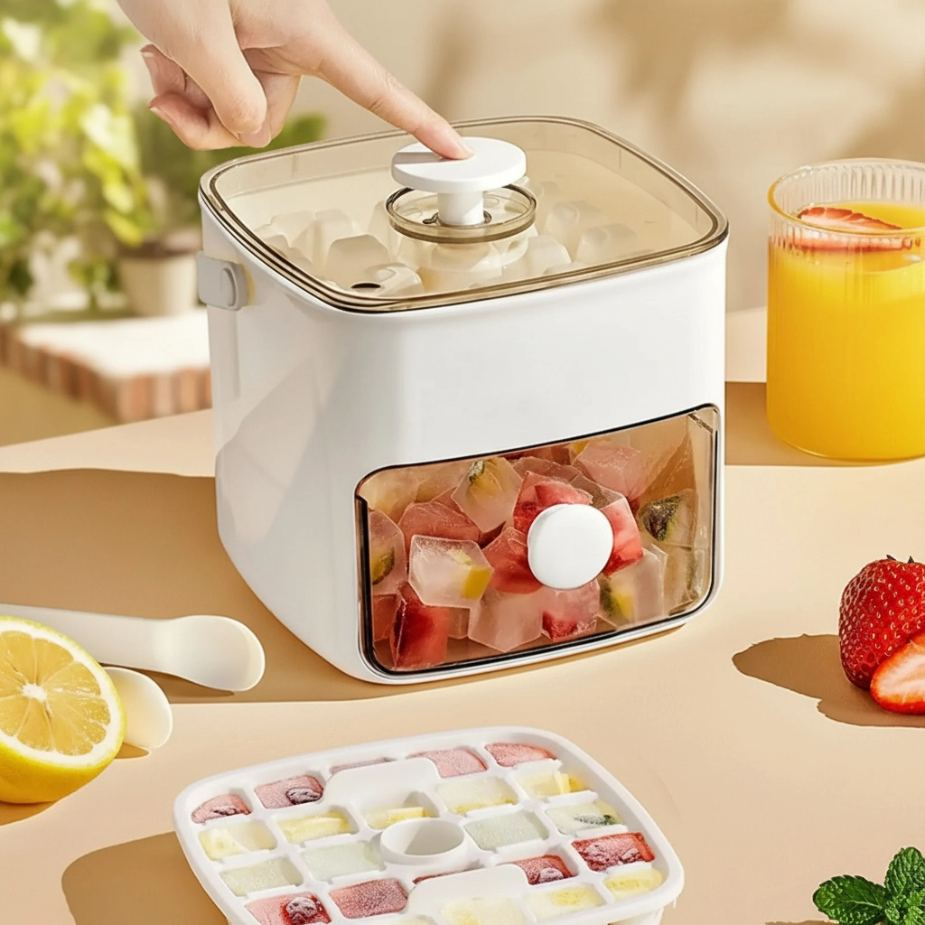 Portable ice cube maker with handle for parties