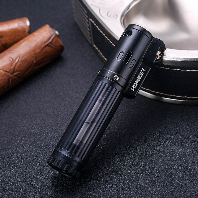 Robust butane turbo gas lighter with a powerful, consistent flame