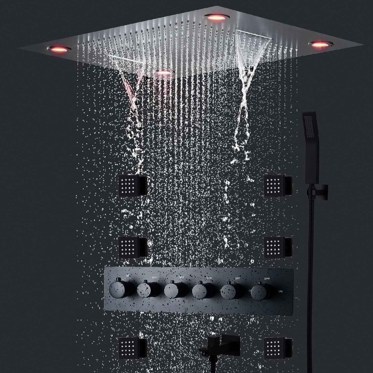 Close-up of the shower head