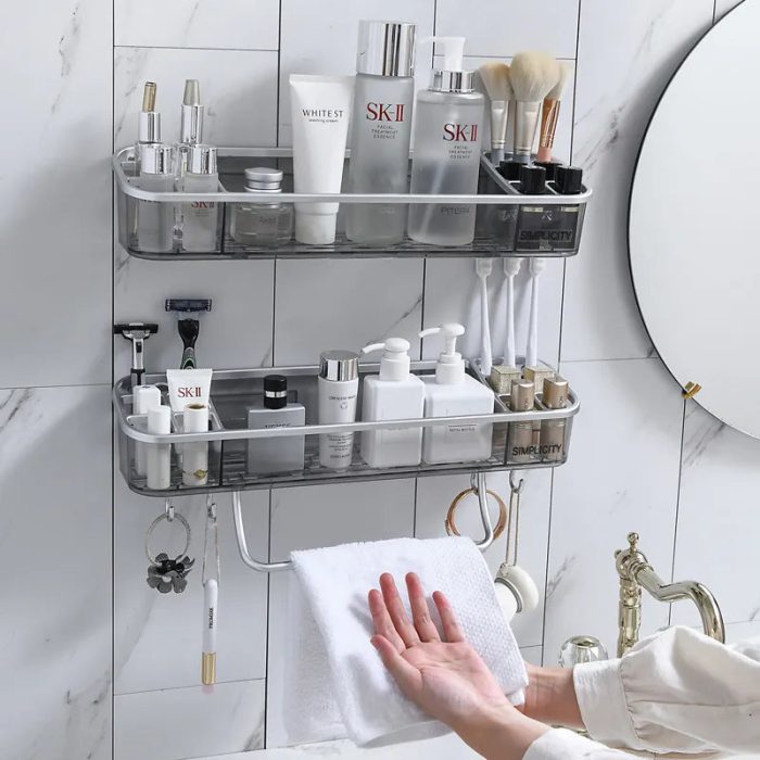Versatile makeup and skincare storage shelf