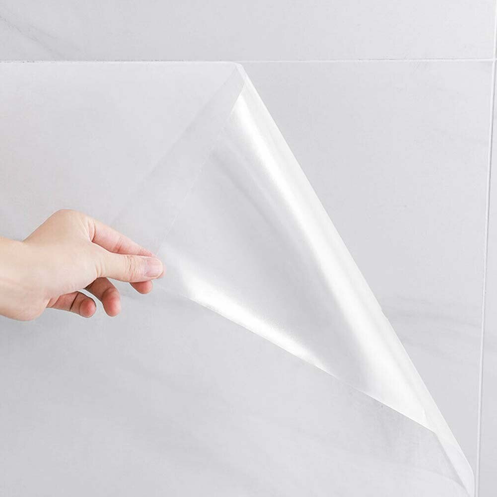 A close-up of the easy-to-clean surface of the transparent wall protector.
