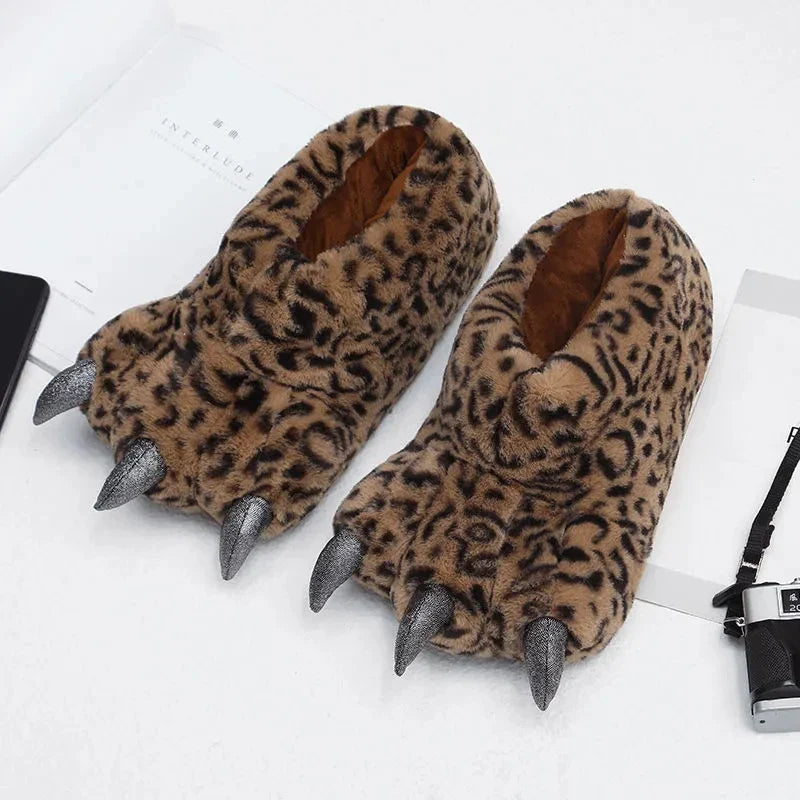 Another angle of the monster slippers showcasing their unique shape
