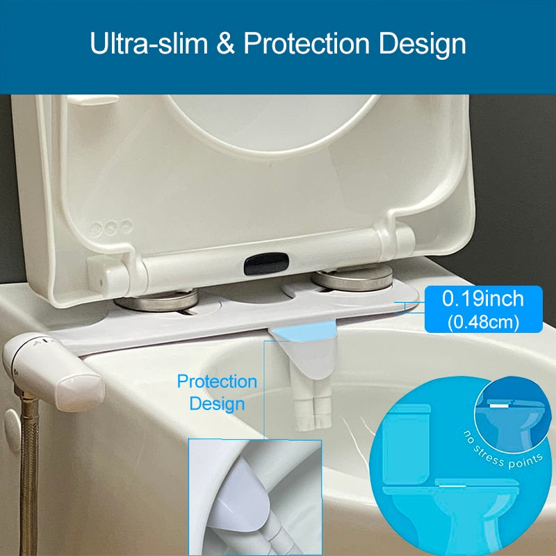 Clear dimensional measurements of the Ultra Slim Sleeky Spray Bidet.