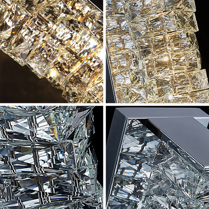 Versatile crystal column wall light in a hallway setting