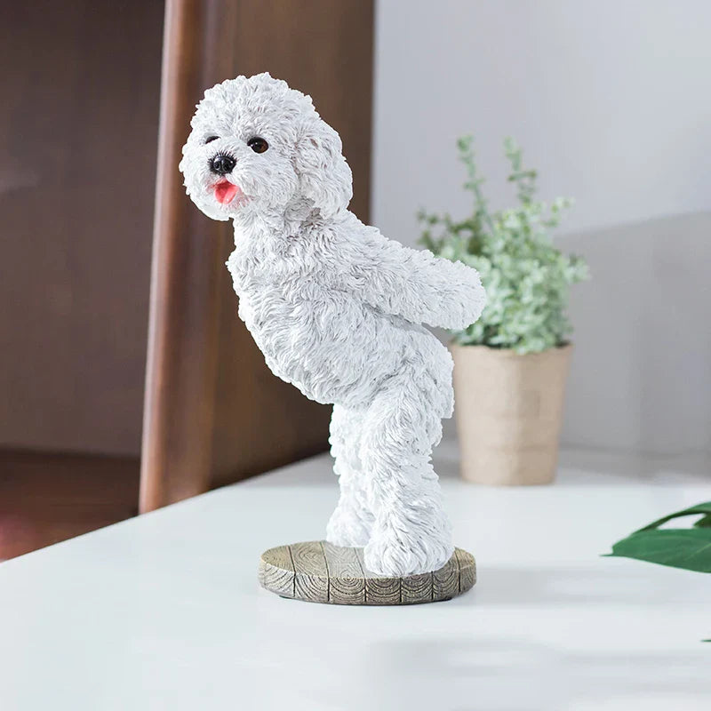 Close-up of the Party Puppy's playful expression and detailed resin texture.