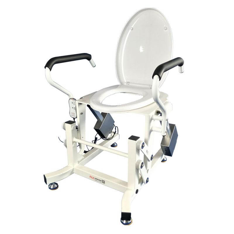 Close-up of the easy-to-use controls for the liftable toilet seat