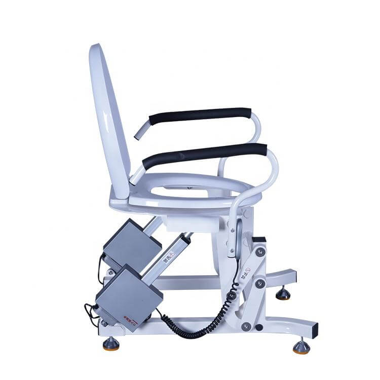 Side view of the liftable chair showing its stable base