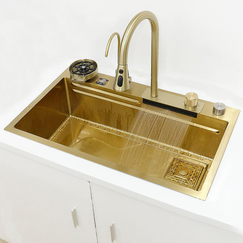 Stunning Gold Stream Multifunctional Waterfall Kitchen Sink as a home essential gift
