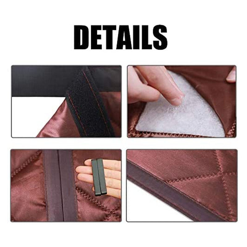 The magnetic door curtain installed in a home entryway for winter warmth
