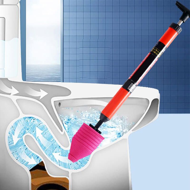 Demonstration of the powerful one-shot toilet pipe plunger