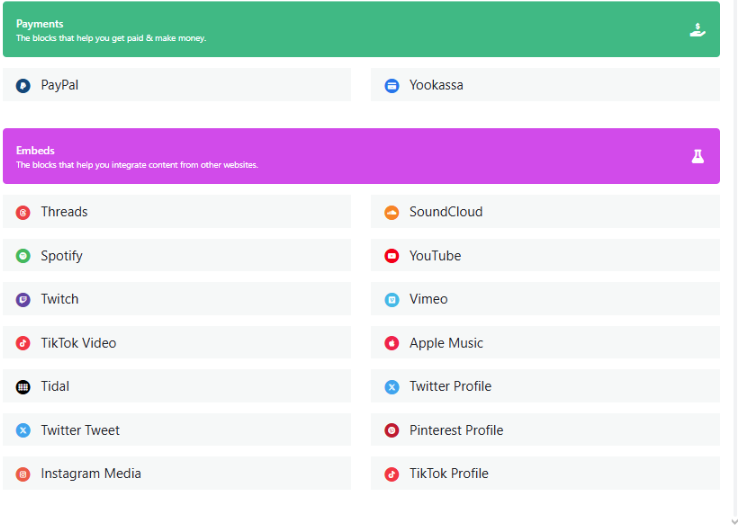Itsbio.link customization panel showing options for colors, fonts, backgrounds, and element styling