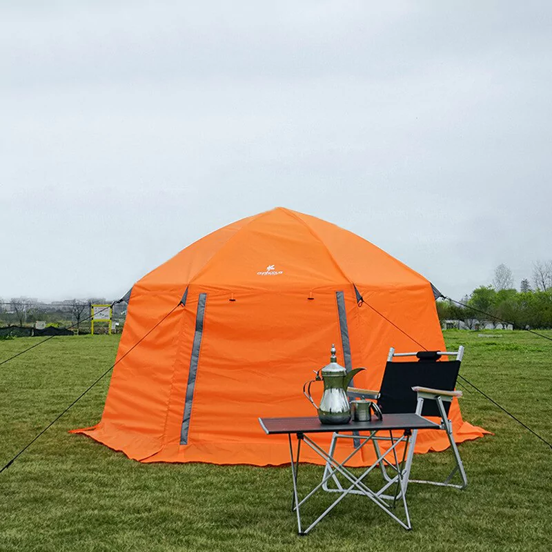 Speedy Assembly Outdoor Kids Playground Tent set up in a backyard with toys