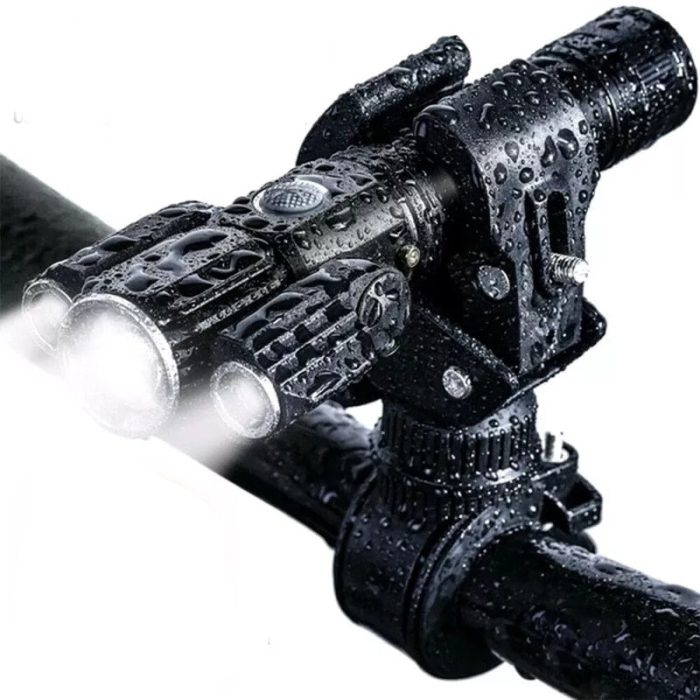 Three-Head Rechargeable Rotatable Flashlight