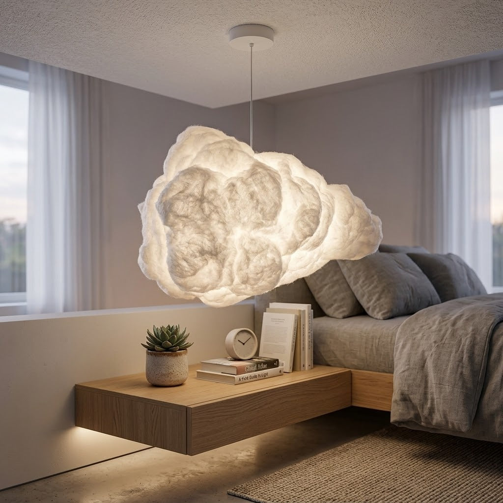 Unique fluffy cloud light as a creative gift idea for a studio