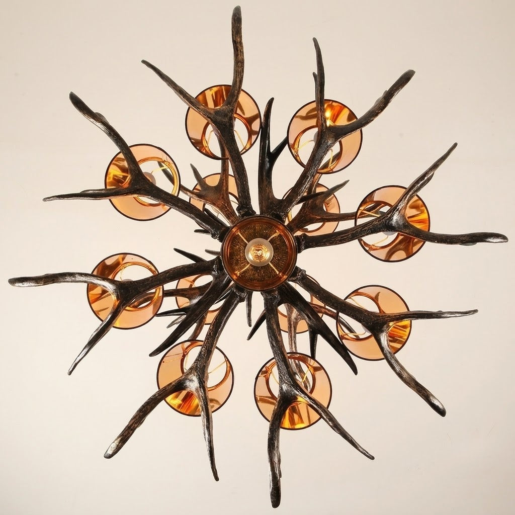 Unique Rustic Antler Black Shade Ceiling Chandelier gift idea