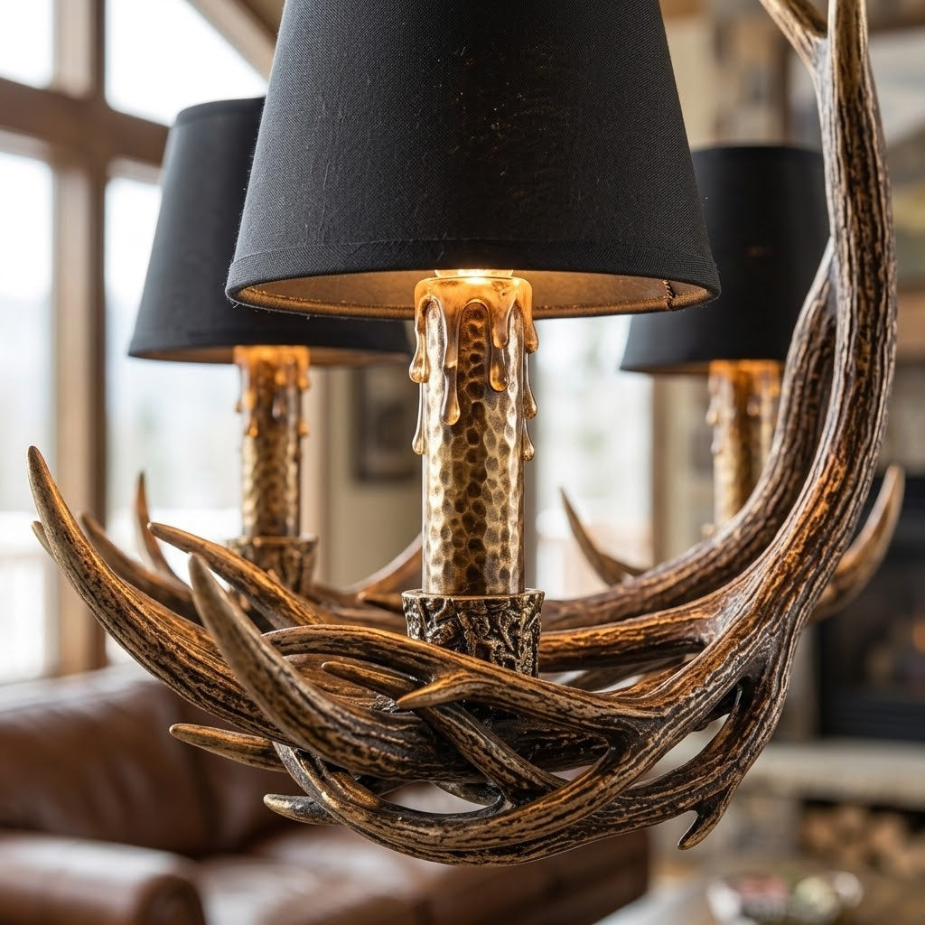 Styling a living room with the antler ceiling light