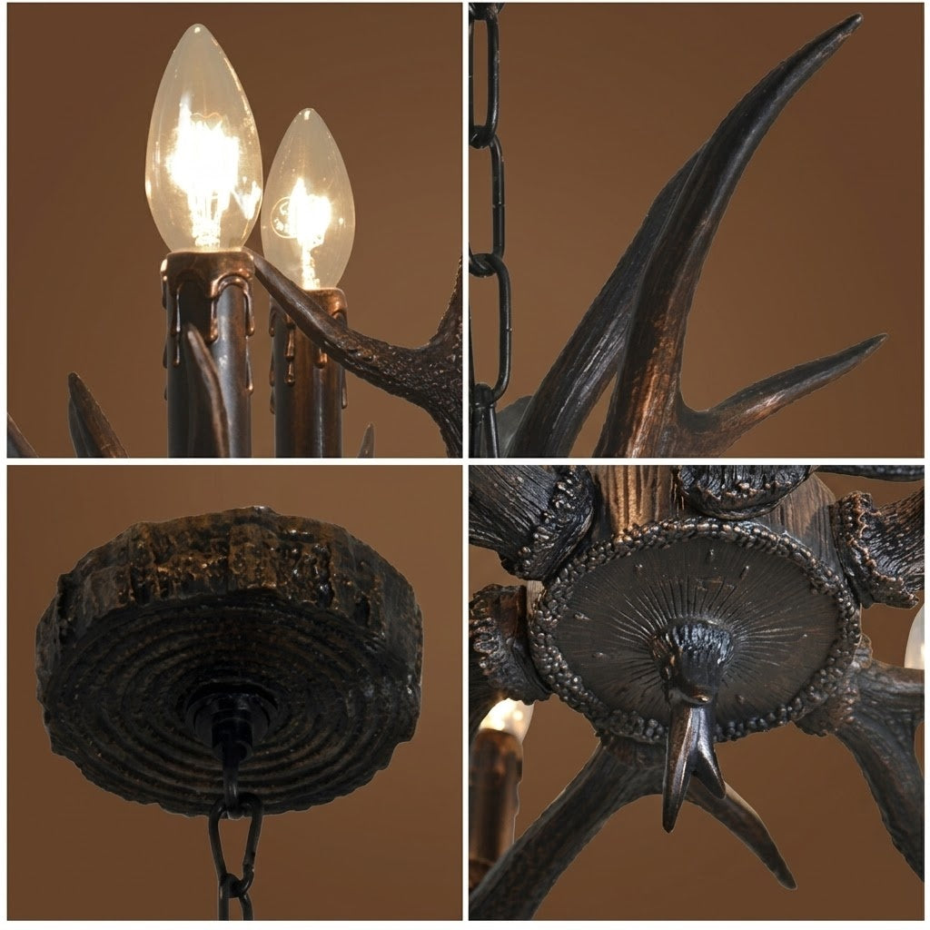 Rustic Antler Chandelier in a modern dining area