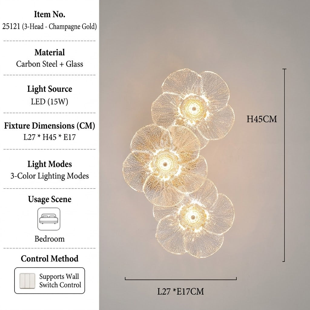 Detailed view of the Fiorella sconce lamp's high-quality construction