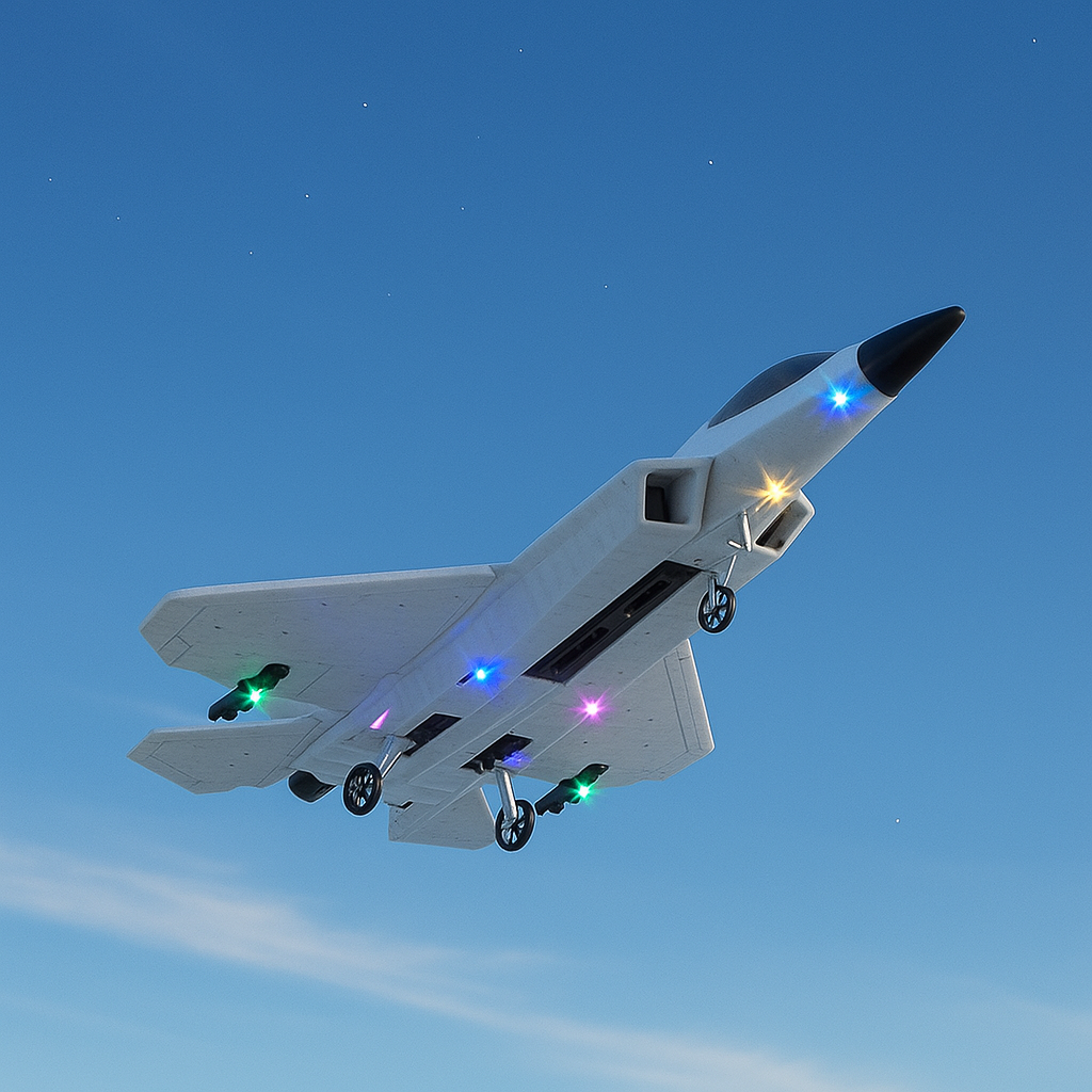 Storm Hawk Ultra Bright LED Foam Jet Fighter in Flight