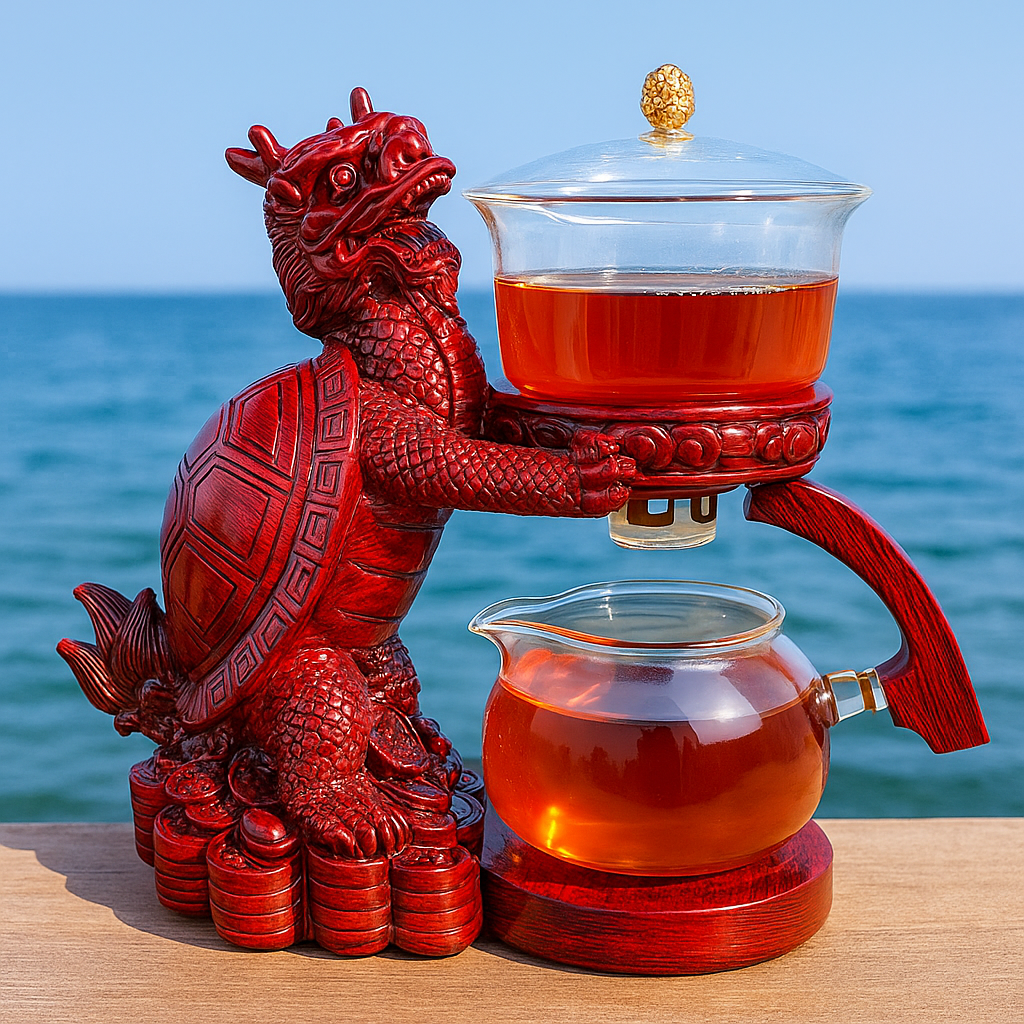 Magnetic Flow Kungfu Turtle Dragon Teapot Infuser Detail