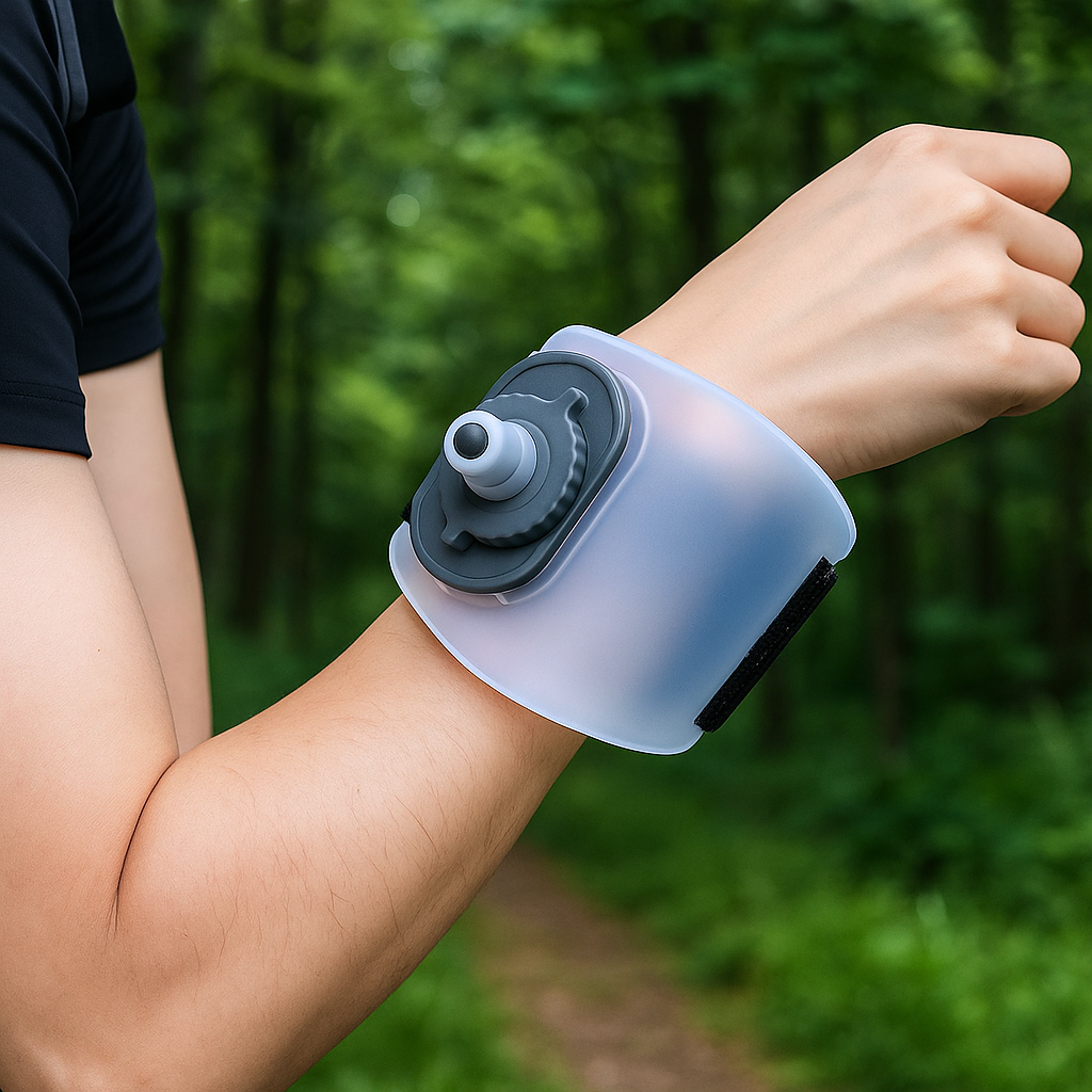 Wristband Hands-Free Water Bottle in action during a run