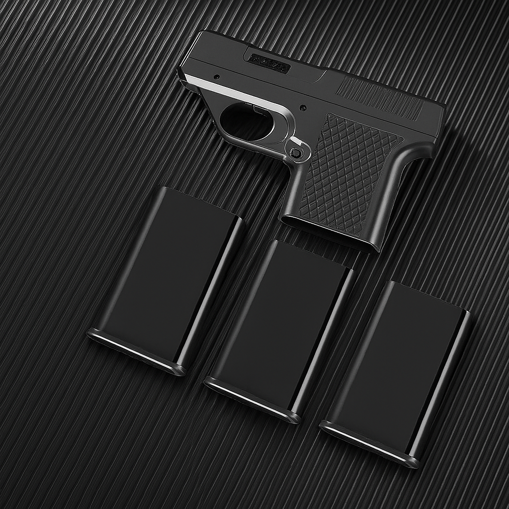 The Gun Shape Secret Storage Lighter with its powerful jet flame ignited