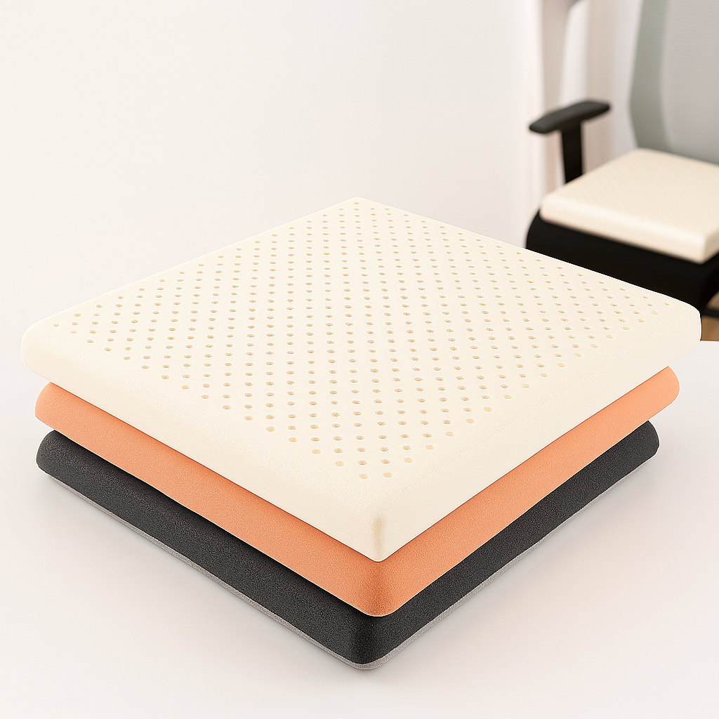 Latex Foam Orthopedic Seat Pad on a chair