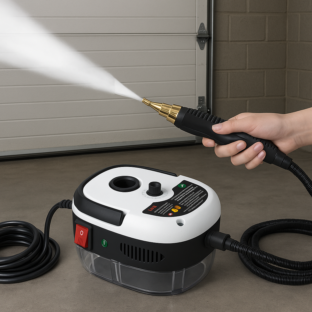 The complete set of the High-Pressure Portable Steam Jet Water Surface Cleaner with all accessories