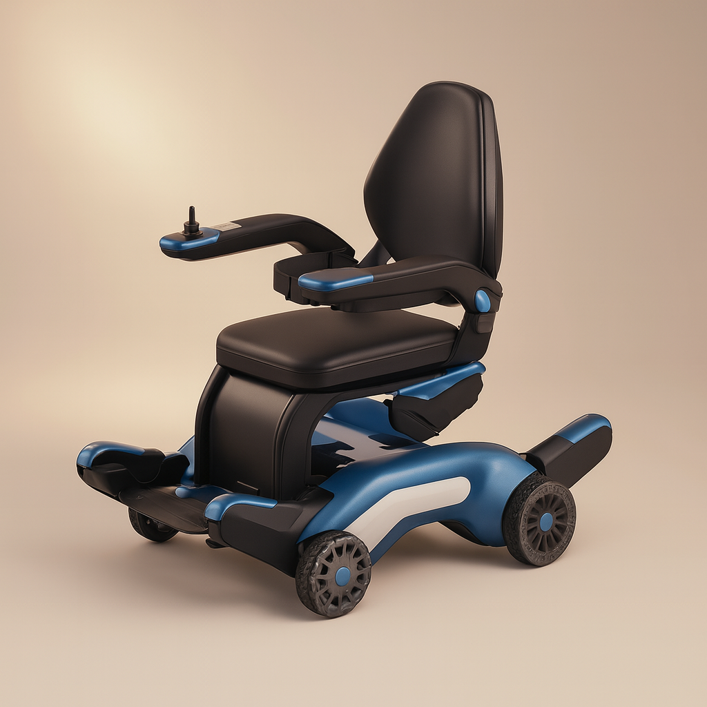 The Stair Climber Foldable Electric Wheelchair in a modern living room