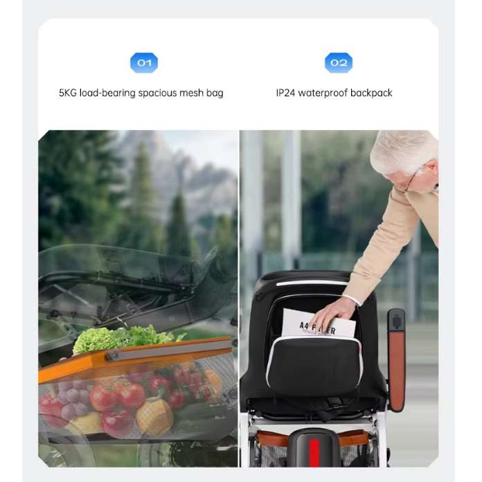 Close-up of the easy-to-use automatic control system on the mobility wheelchair